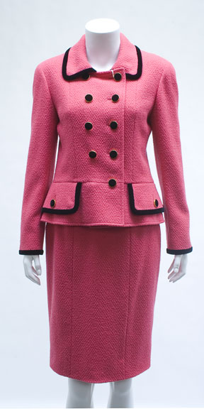 Lot 111 - Bright coral-pink Chanel Suit